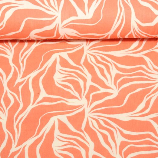 Gaze de coton - Double gaze Fleurs Orange