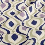 Viskose-Popeline - Retromuster Khaki Blau Weiß