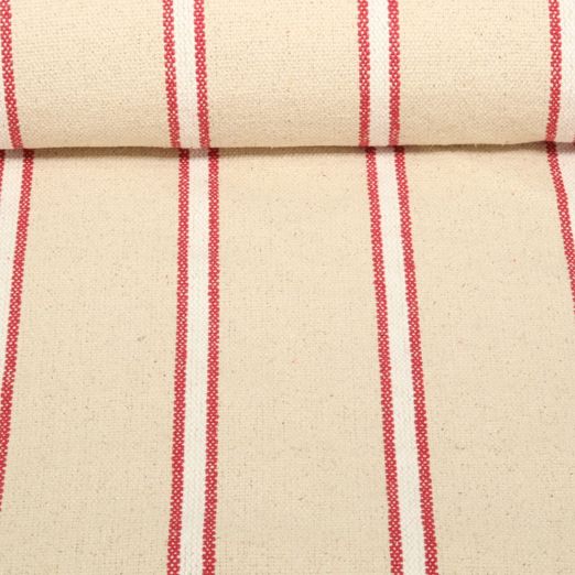 Toile canevas - Toile lourde Rayures Beige Rouge