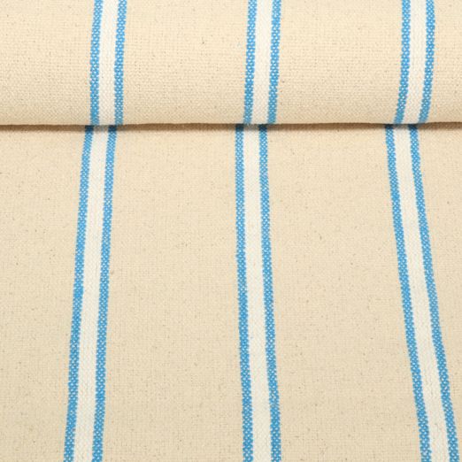 Toile canevas - Toile lourde Rayures Beige Bleu