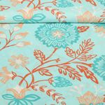 Voile de viscose - Coleção de praia Flores e folhas Turquesa