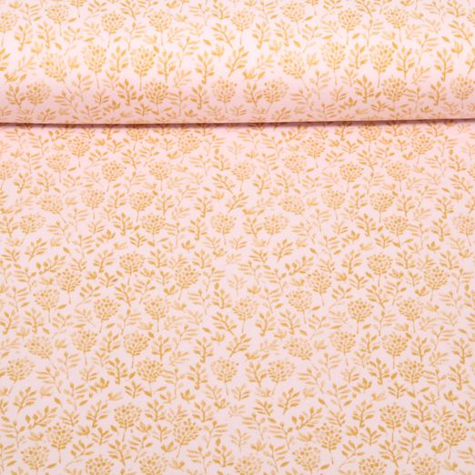 Jersey - Petites branches de fleurs Rose