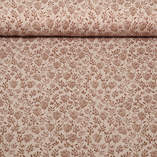 Jersey - Petites branches de fleurs Marron clair