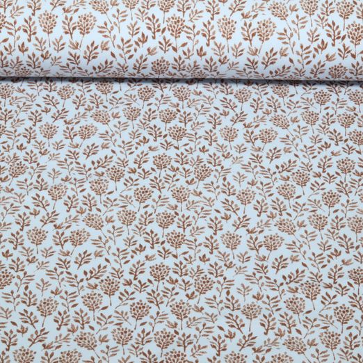 Jersey - Petites branches de fleurs Bleu clair