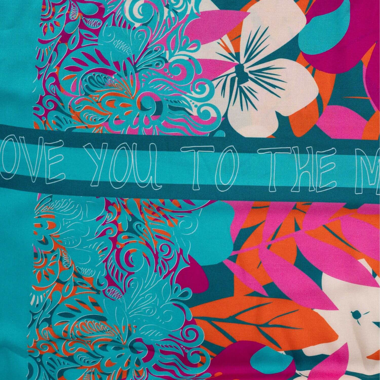 Panel Viskose Voile - Beach Kollektion Blumen Türkis-1 Panel Viskose Voile - Beach Kollektion Blumen Türkis-1