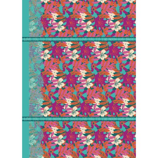 Panel Viskose Voile - Beach Kollektion Blumen Türkis Panel Viskose Voile - Beach Kollektion Blumen Türkis