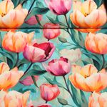 Sweat d'été - French Terry Imp. digi. Tulipes Vert