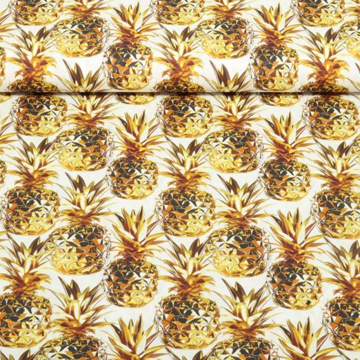 Baumwoll-Webware - Ananas Glamour Weiß