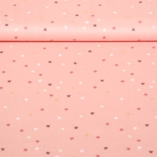 Popeline de coton - Etoiles Rose