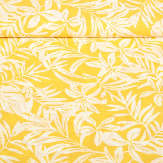 Voile de coton - Fleurs tropicales Jaune