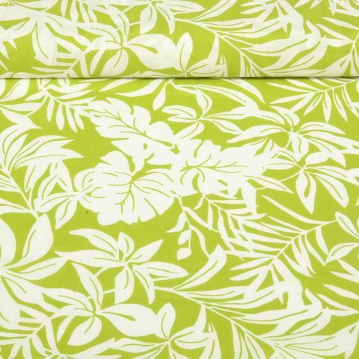 Voile de coton - Fleurs tropicales Kiwi