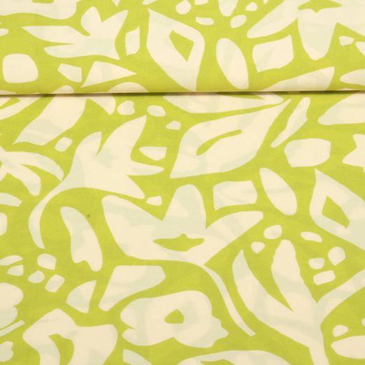 Tissu robes et blouses - Fleurs Vert pomme