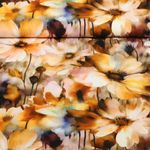 Popeline de viscose - Impression digitale Fleurs en aquarelle Orange