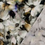 Viskose-Popeline - Digitaldruck Blüten Aquarell Grau