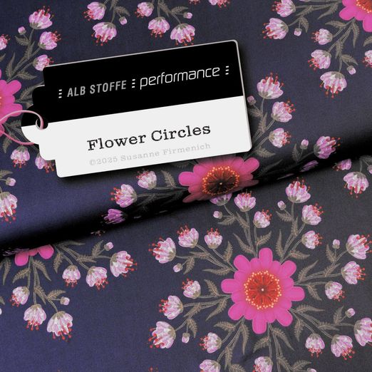 Collection Performance Albstoffe - Flower Circles Bleu Violet