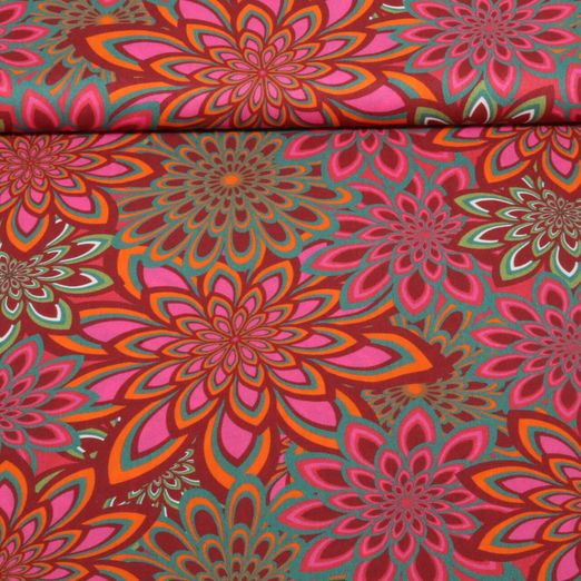 Voile de viscose - Beach Collection Fleurs Bordeaux par Roeqiya Fris
