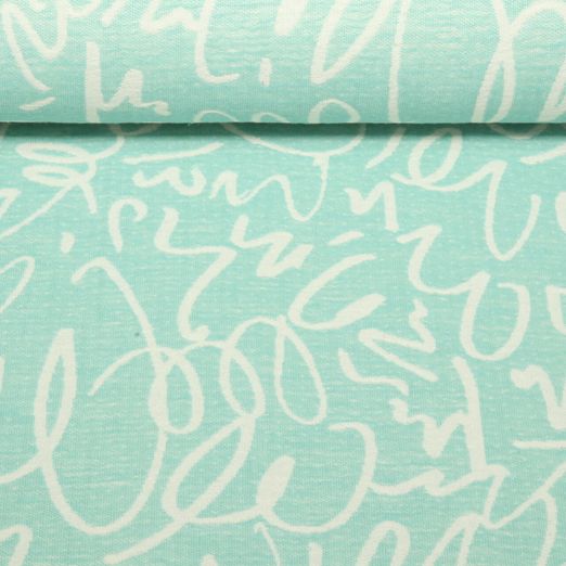 Coton Jacquard - Beach Collection Gribouillis Hammam Vert menthe