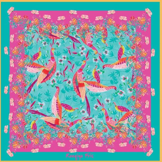Panneau Paréo Voile de viscose - Beach Collection Oiseaux Turquoise Panneau Paréo Voile de viscose - Beach Collection Oiseaux Turquoise