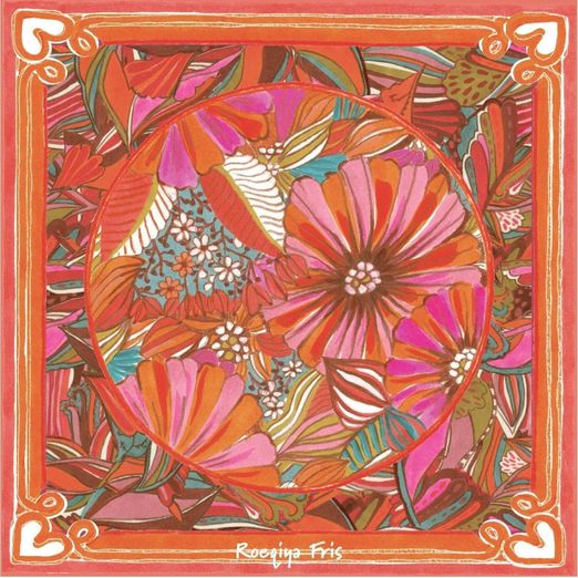 Panneau Paréo Voile de viscose - Beach Collection Fleurs Orange