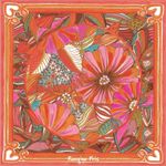 Panneau Paréo Voile de viscose - Beach Collection Fleurs Orange