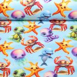 Eponge - Impr. digi. Serviette de plage Animaux marins Bleu clair