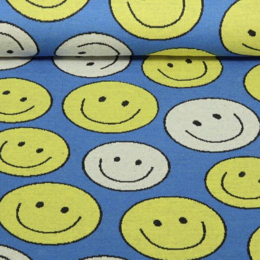 Jersey jacquard bio - Hamburger Liebe Choose Your Vibe Smile Bleu