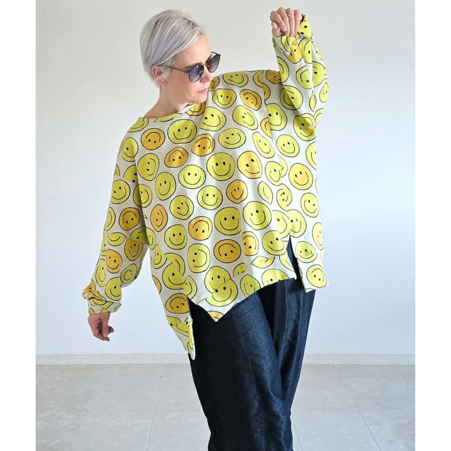 Bio Jacquard Jersey - Hamburger Liebe Choose Your Vibe Smile Ecru-1 Bio Jacquard Jersey - Hamburger Liebe Choose Your Vibe Smile Ecru-1
