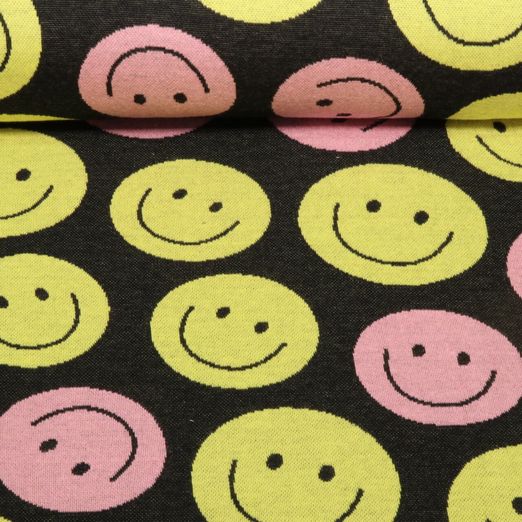 Jersey jacquard bio - Hamburger Liebe Choose Your Vibe Smile Noir