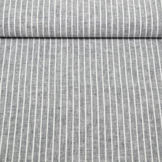 Lin - Coton - Rayures Bleu foncé