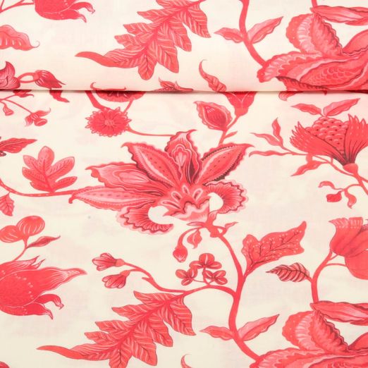 Demi-lin sanforisé - Fleurs nostalgiques Ecru