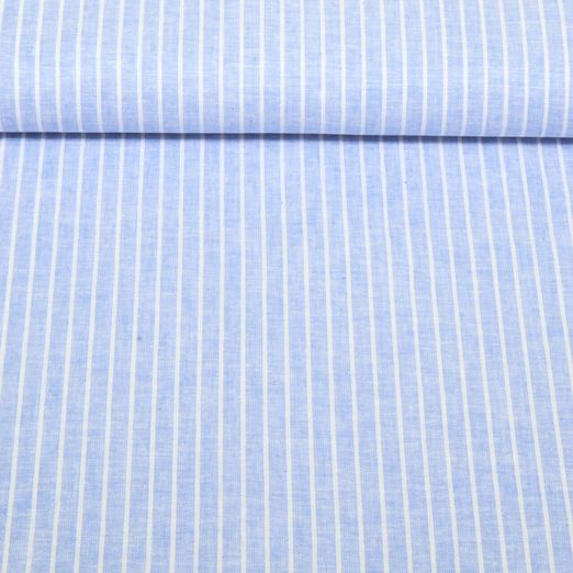Lin - Coton - Rayures Bleu clair