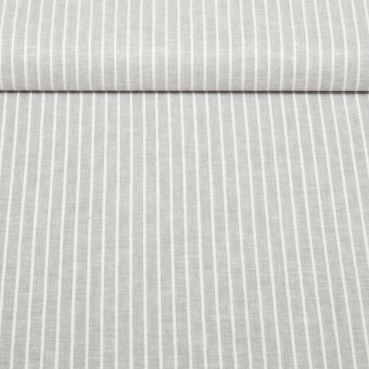 Lin - Coton - Rayures Gris clair