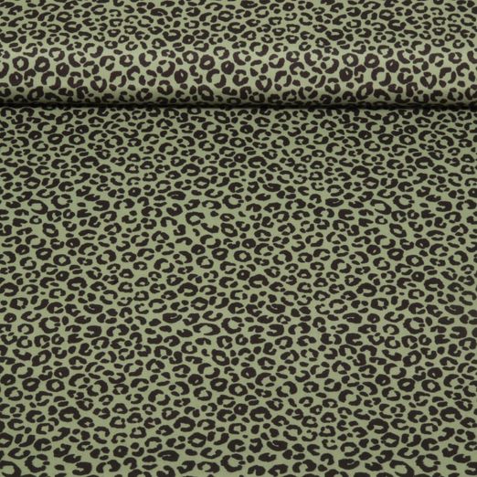 Tissu short de bain recyclé - Léopard Vert olive