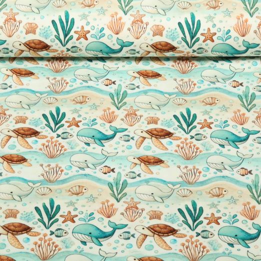 Jersey - Digitaldruck Sea Life Schildkröten Multicolor
