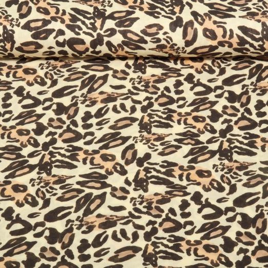 Popeline viscose - Impression digitale Léopard Abstrait Beige