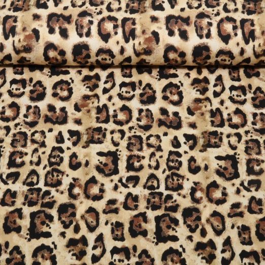 Jersey - Impression digitale Léopard classique Beige