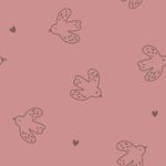 Frottéhandduk i stretch - fåglar dusky pink
