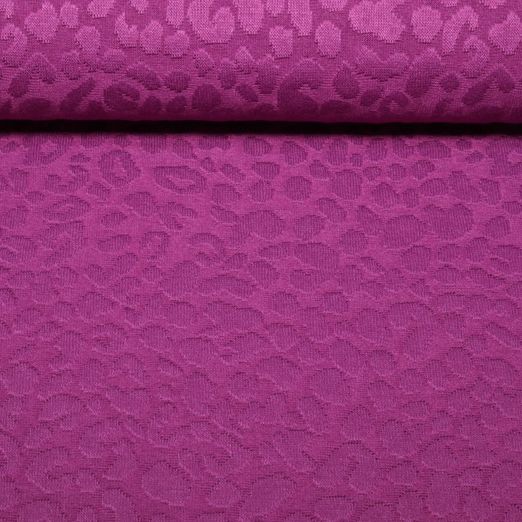 Jersey tricoté Jacquard - Ton sur ton Léopard Violet