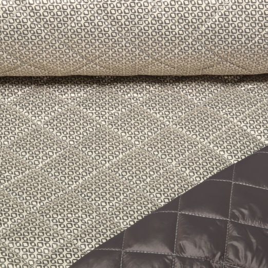 Tissu matelassé pour veste - Rectangles Gris