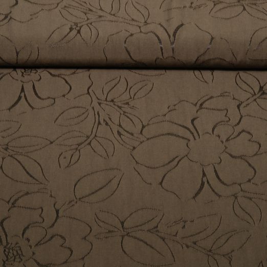 Viscose Jacquard - Fleurs Marron
