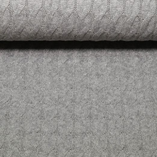 Sweat tricoté viscose - Motif torsadé Uni Gris mélangé