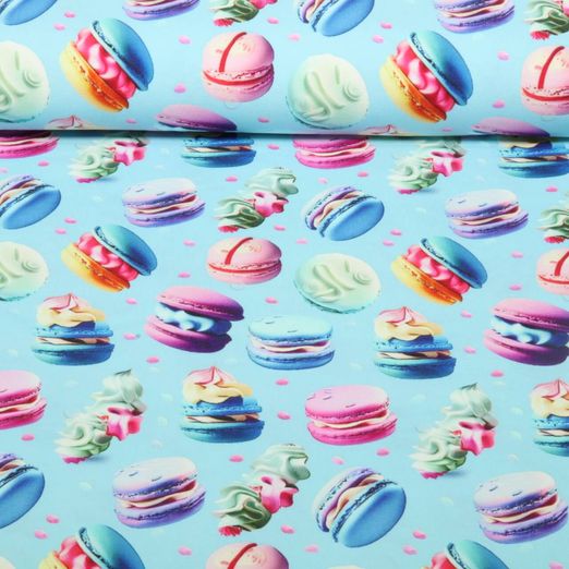 Jersey - Impression digitale Macarons Bleu clair
