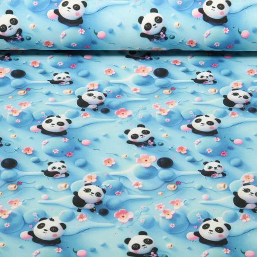 Jersey - Impression digitale 3D Pandas Bleu clair