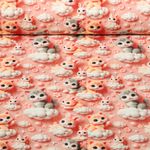 Jersey - Digitaldruck 3D Katzen und Häschen Rose