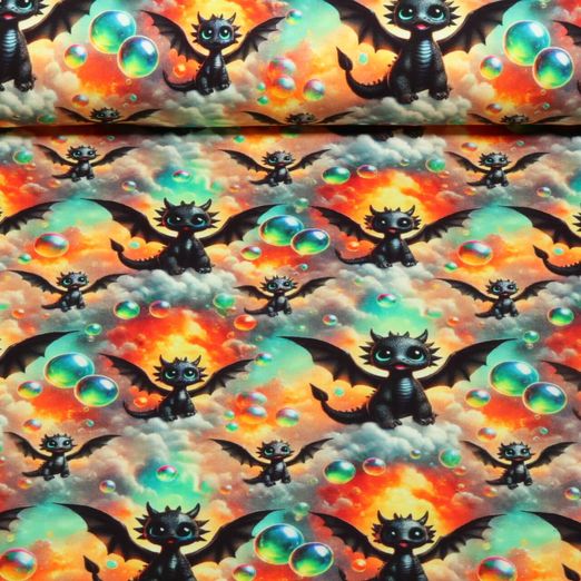 Jersey - Impression digitale Petit dragon Multicolore