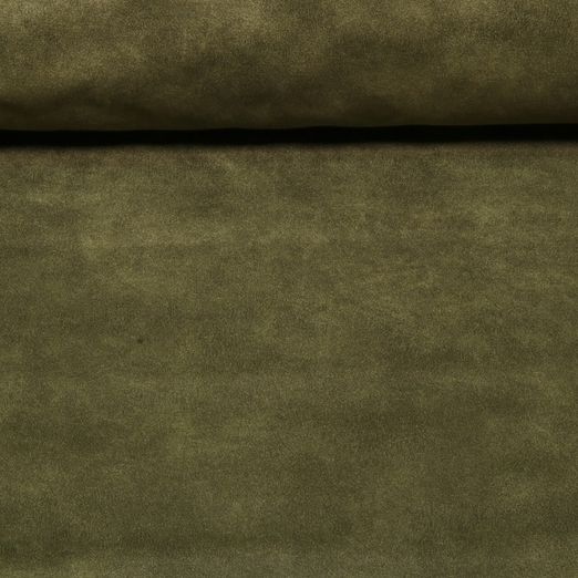 Tissu ameublement Bizon - Effet cuir Uni Vert olive