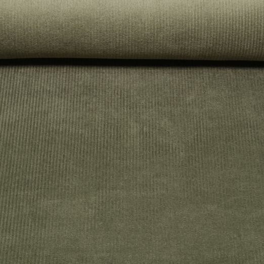 Velours côtelé large stretch Jeannot - Uni Vert militaire