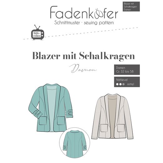Blazer mit Schalkragen Damen - Papierschnittmuster