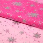 Tulle souple - Cristaux de glace Rose vif Argenté