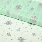 Tulle souple - Cristaux de glace Menthe pastel Argenté